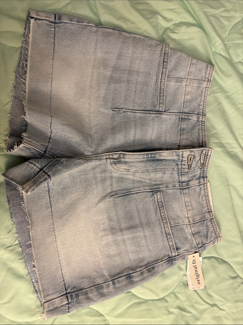 Maurices Light Blue Denim Shorts with Gold Stitching